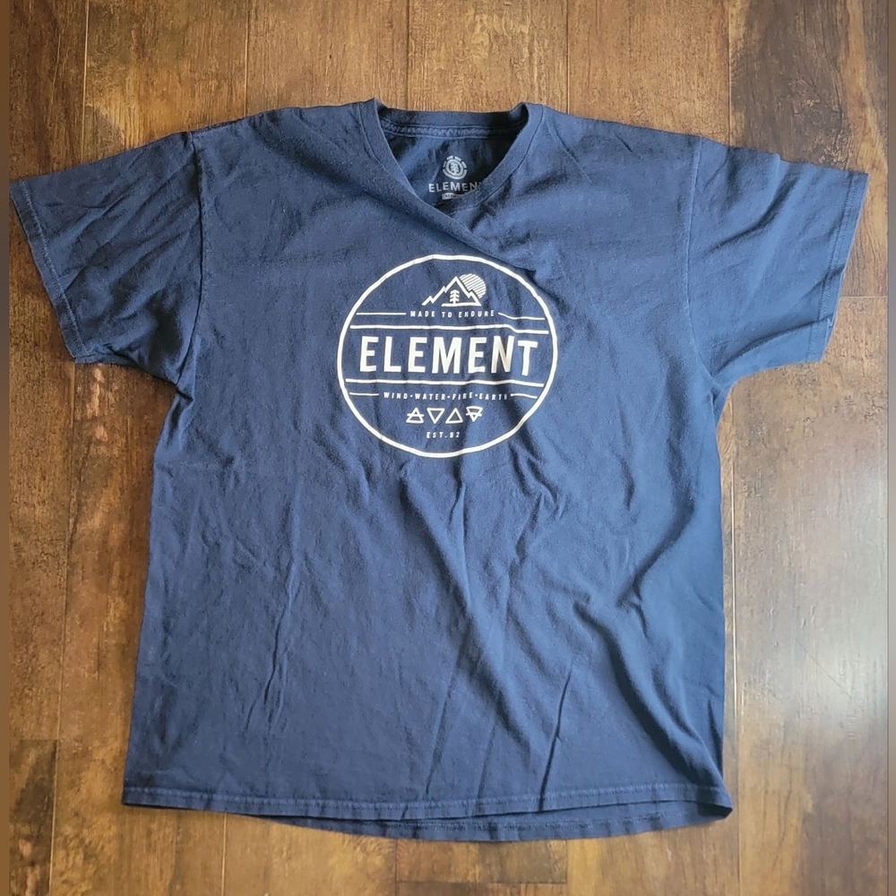 Element Wind Water Fire Earth Est 92 T-Shirt Men's Size Large, Blue